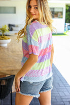 Haptics Stand Out Lavender & Pink Striped Textured Waffle Knit Top Final Sale Haptics