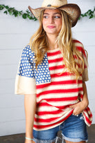Haptics American Flag Jacquard Knit Sweater Top Final Sale Haptics