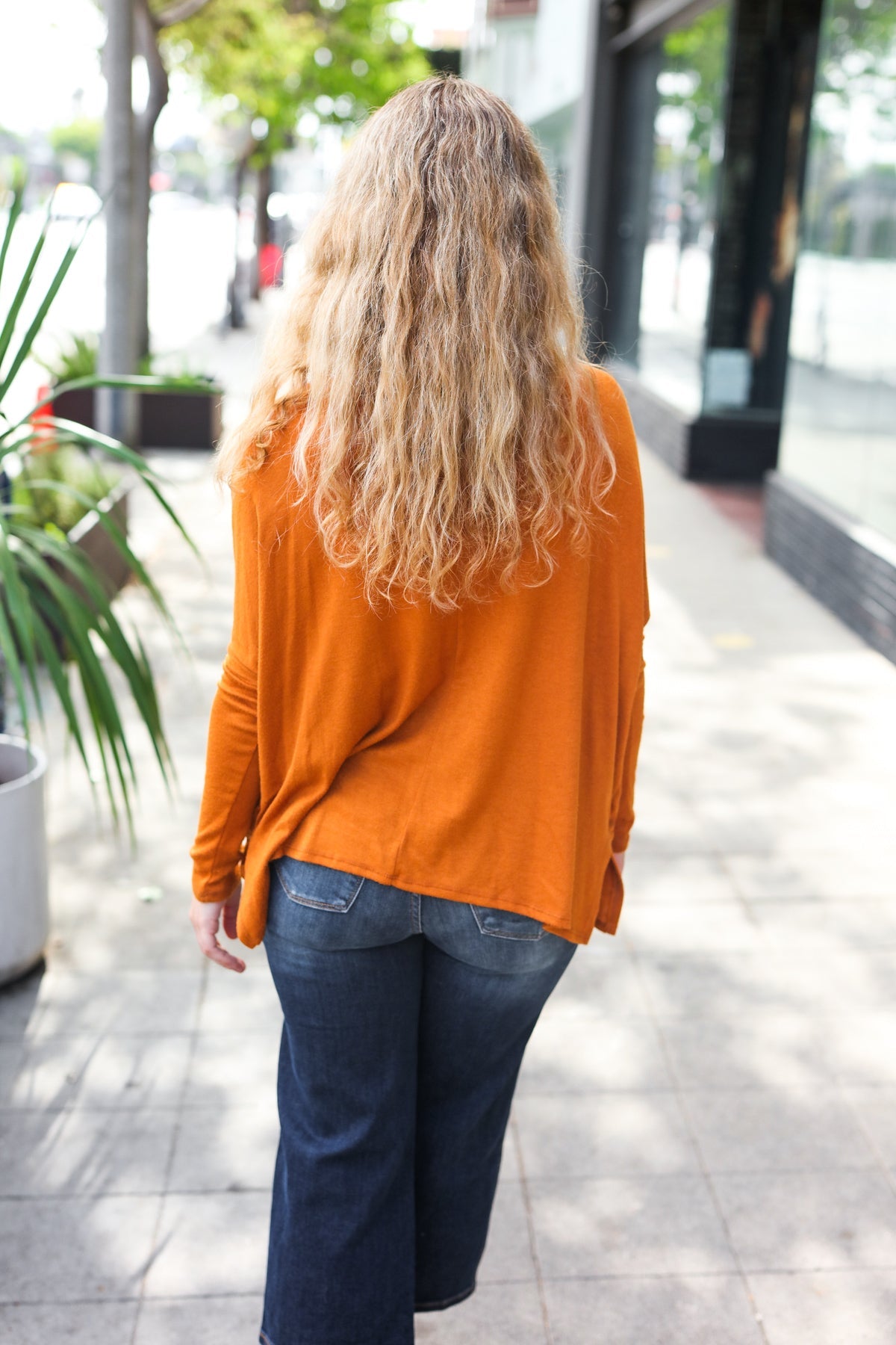 Haptics Rust Hacci Dolman Pocketed Sweater Top Haptics