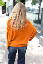 Haptics Rust Hacci Dolman Pocketed Sweater Top Haptics