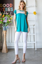 Heimish Graced With Lace Flutter Sleeve Top