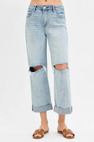 RISEN Mid Rise Fit Boyfriend Jeans with Cuff