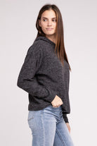 Zenana Hooded Brushed Melange Hacci Sweater ZENANA