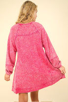 VERY J Mineral Washed Oversized A-Line Mini Dress Trendsi