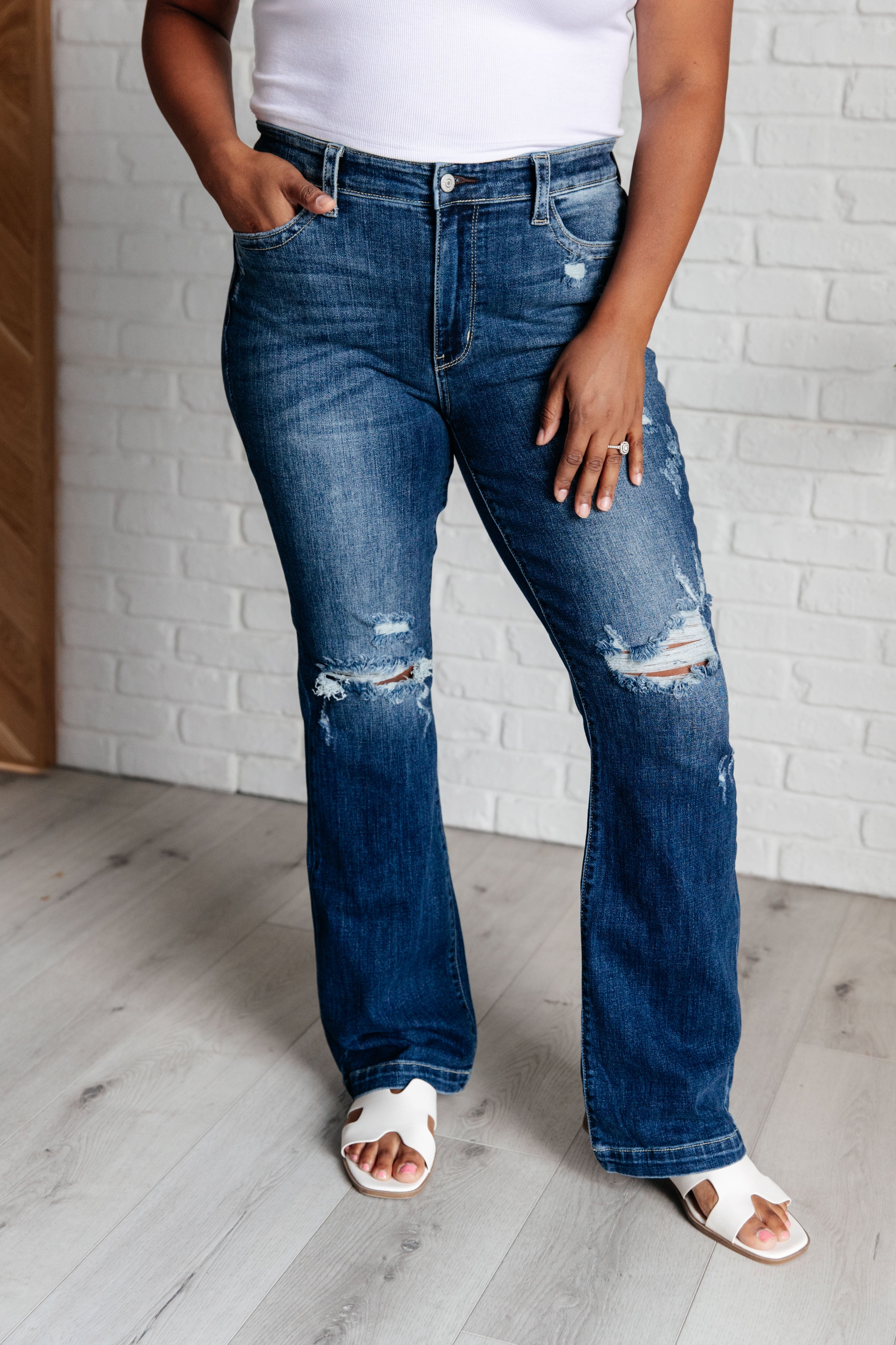 Judy Blue Mila Mid Rise Distressed Bootcut Jeans Ave Shops