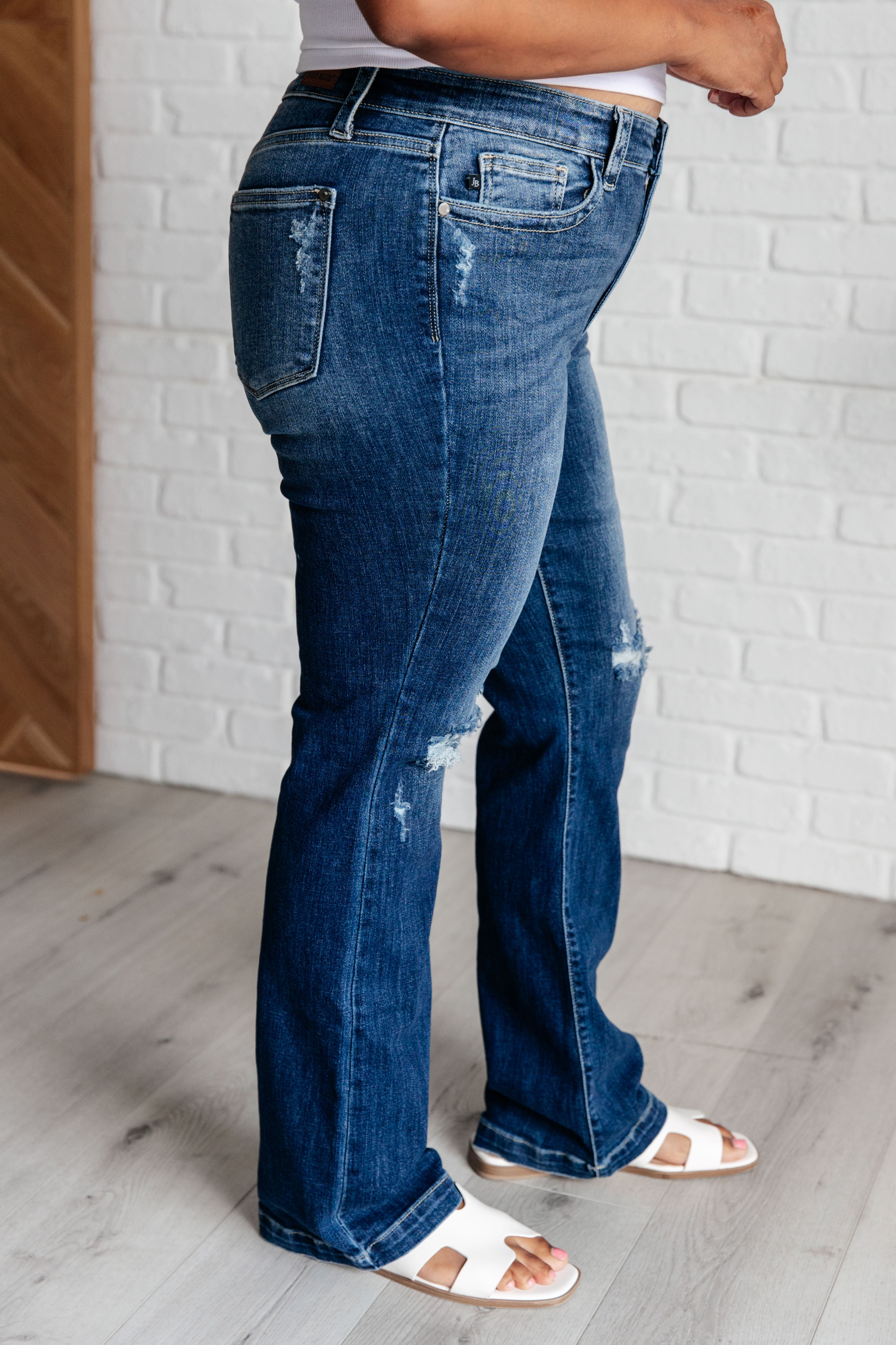 Judy Blue Mila Mid Rise Distressed Bootcut Jeans Ave Shops