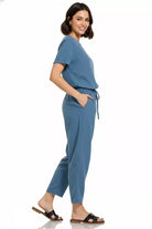 Zenana Woven Crepe Elastic Band Waist Pants