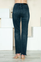 Judy Blue Dark Washed Button Fly Destroy Hem Straight Jeans Jeans