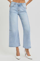 RISEN High Rise Seamed Detail Wide Leg Crop Jeans