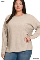 Zenana Plus Ribbed Brushed Melange Hacci Sweater ZENANA