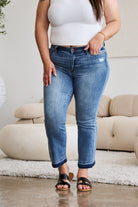 Judy Blue l Released Hem Cropped Bootcut Jeans Trendsi