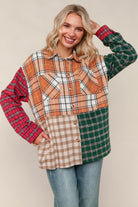Haptics Loose Fit Multi Color Plaid Flannel Jacket with Pocket