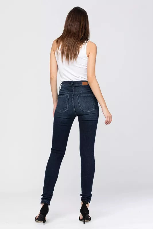 Judy Dark Washed Blue High Waist Washed Skinny Jeans