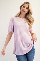 Celeste Gingham Print Top With Puff Sleeves Plus Size