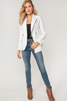 Sugarfox White Tassel Fringe Detail Flap Pocket Blazer Coats & Jackets