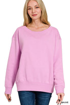 Zenana Mauve Fleece Boat Neck Sweatshirt MAUVE
