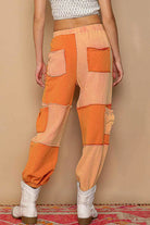 POL Chill Red Drawstring Pocketed Contrast Linen Cargo Jogger Pants