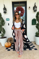 PREORDER: Blakeley Vertical Vibes Stripe Pants Brown Womens