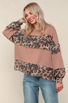 Haptics Taupe & Olive Soft Camo/Leopard Knit Top