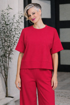Zenana Ruby Ribbed Round Neck Tee & Pants Set RUBY