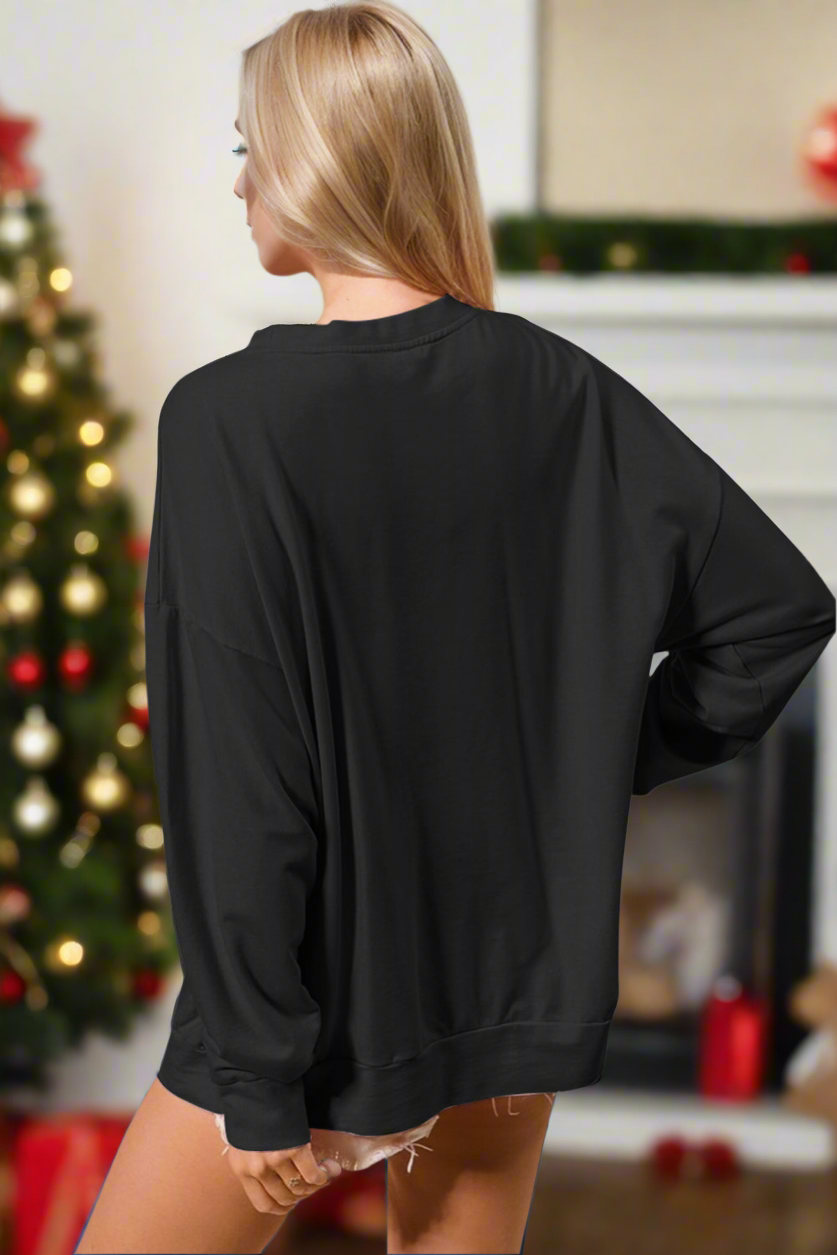 Preorder Double Take Sequin Nutcracker Round Neck Long Sleeve Christmas Sweatshirt Trendsi