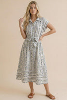 Haptics Tailored for Fun Floral Stripe Midi Dress