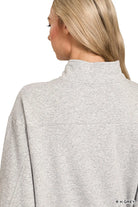 Zenana Heather Gray Fleece Half Zip Sweatshirt