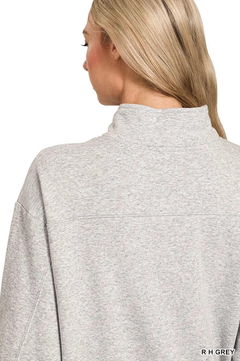Zenana Black Fleece Half Zip Sweatshirt