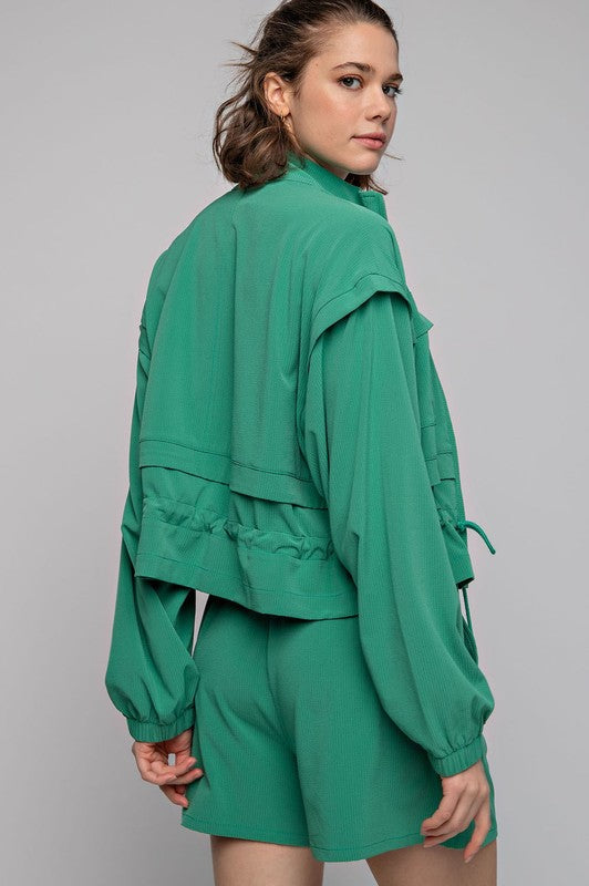 Rae Mode Crinkle Woven Cropped Jacket Rae Mode