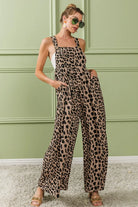 BiBi Leopard Print Wide Leg Overalls