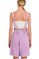 Zenana Bright Lavender Woven Double Gauze Acid Washed Romper