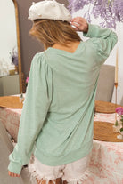 BiBi Sage Slub Terry Puff Shoulder Sweatshirt