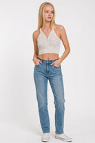 Zenana Bone Washed Ribbed Seamless Button V-neck Tank Top