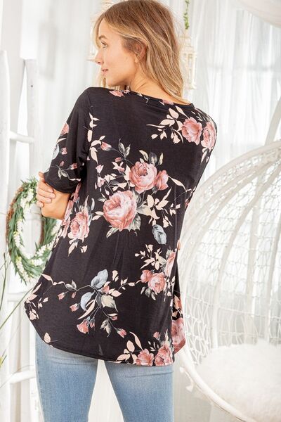 Heimish Crisscross Neck Floral Babydoll Top