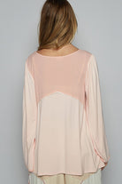 POL Apricot Contrast Button Front Long Sleeve Knit Top