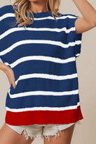 BiBi Fourth Of July Stripe Drop Shoulder Sweater