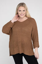 eesome Plus Size Crew Neck Knit Sweater COCO Shirts & Tops