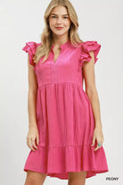 Umgee Peony Ruffle Sleeve Babydoll Dress PEONY