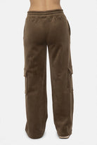 Mono B Olive Brown Elastic Waist Corduroy Cargo Pants Activewear