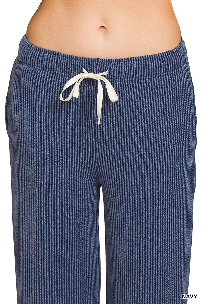 Zenana Raised Rib Short Sleeve Tee & Pants Set