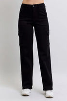 Judy Blue Black High Waisted Cargo Wide Leg Jeans BK