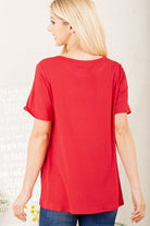 Heimish Red Leopard Lip Round Neck Short Sleeve T-Shirt