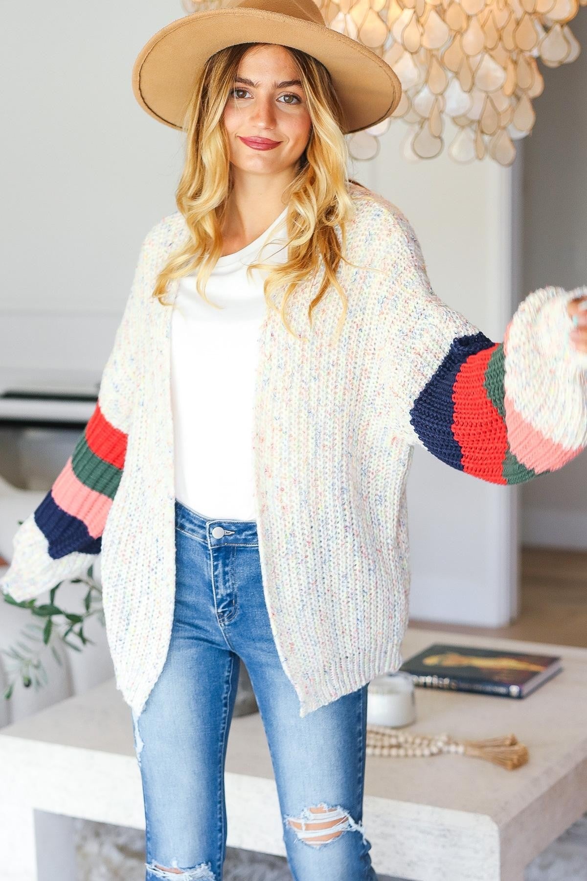 Haptics Multi Color Oversized Sweater Open Cardigan Ave Shops