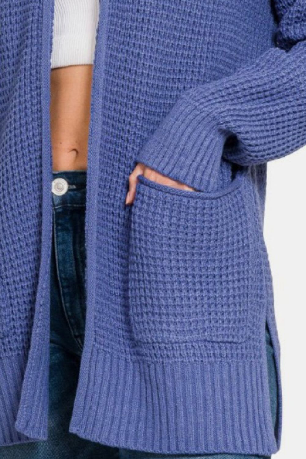 Zenana Marlin Waffle Open Front Sweater Cardigan