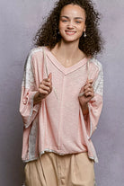 POL Blush Pink Short Sleeve Hoodie Top with Lace Detail