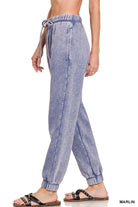 Zenana Marlin Acid Wash Fleece Jogger Sweatpants with Pockets
