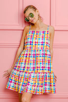 BiBi Multi Colors Plaid Sleeveless Sun Dress