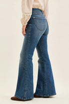 Judy Blue Dark Washed High Waist Double Button Tummy Control Flare Jeans