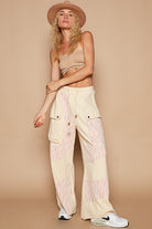 POL Cream Beige Crochet Contrast Drawstring Wide Leg Pants Trendsi