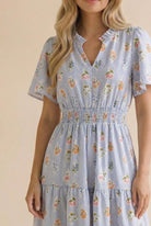 Haptics Flutter Into Late Summer Sweet Striped Floral Midi Dress